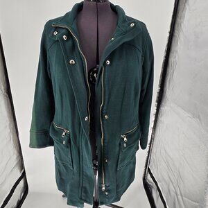 6325-32 INC International concepts forest green zippered coat Size XL